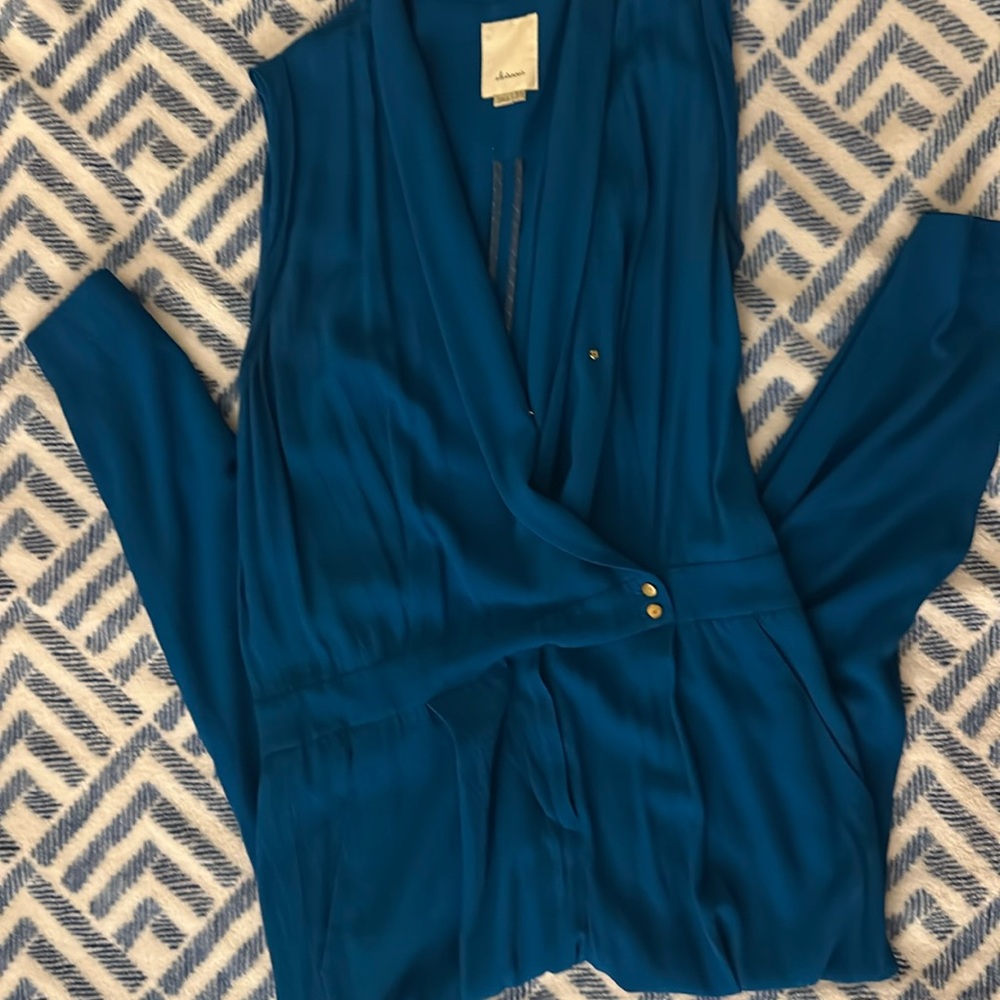 Gorgeous blue tuxedo style jumpsuit. Timeless.